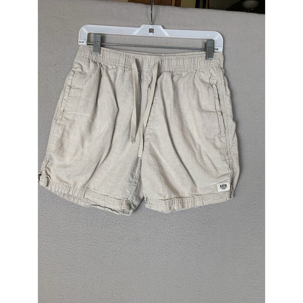 Katin Local Shorts Men Size Medium Beige Linen Blend Beach Resort Nautical READ